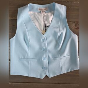 Rachel Zoe Powder Blue Tailored Vest Size Small Sleeveless Button Front